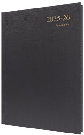 Collins 'Essentials' 12 Month Mid/Academic Year Planner, July 2025-July 2026 - ESSA41M.99-2526 - Day-to-Page Appointments Diary, A4 Hard Cover, Black