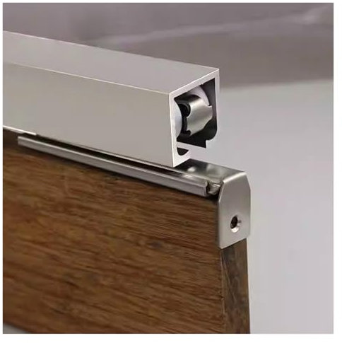binario per porta scorrevole Kit di binari per porta dell'armadio per carichi pesanti, hardware per porta bypass con meccanismo di chiusura ammortizzata, set di binari per porta a scomparsa(Silver,36i