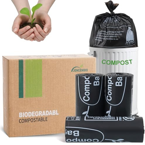 JENCENBIO Sacs poubelle à compost, 20 litres, extra épais, 20 microns, sacs à déchets alimentaires avec US BPI ASTM D6400 et Europe OK compost Home