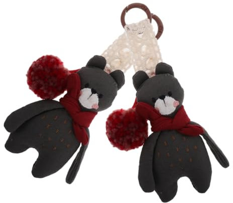 JECOMPRIS 2pcs Donkey Keyring Handbag Charm Plush Bear Keychain for Women Car Key Chain Pendant Luck Animal Keyring