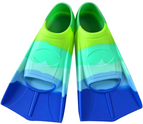 Aletas de natación para niños, aletas cortas 100% silicona, entrenamiento de natación, buceo para niños y niñas, principiantes, XXS(27'