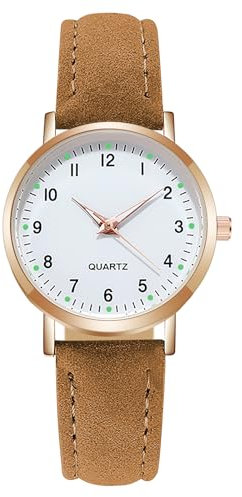 AOOSU Damenuhr Leder, Damen Analog Quarz Uhr mit Leder Armband, Uhren Damen Einfache Business Klassische Armbanduhr Lässig Quarzuhr Kleideruhr Nachtlicht