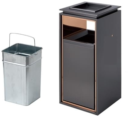 SAGELSHN Papelera Oficina Cubos De Basura Cenicero De Exterior De Acero Inoxidable, Cenicero Vertical para Hotel, Cenicero para Pasillo De Hotel Papelera para Comunidad(Black)