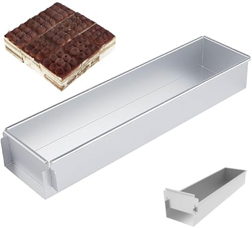 Molde rectangular largo de aleación de aluminio para tartas de tiramisú, molde de tiramisú, molde antiadherente con marco extraíble, para tarta de queso, mousse, brownies