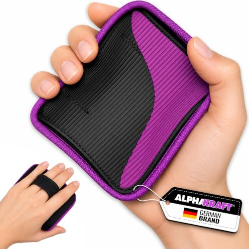 ALPHAKRAFT® Griffpolster Kraftsport | Grip Pads Gym aus Neopren [1 Paar] | Griffpads Krafttraining – maximaler Grip & Handschutz für Fitness & Bodybuilding | 2-Finger-Schlaufe | inkl. Trainingsplan