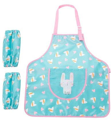 Bexdug Malschürzen für Kinder, Künstlerschürze mit Taschen, Cartoon-Muster, Bastelkittel mit verstellbarem Riemen, für Mädchen, Jugendliche, Teenager, grün, Refer to description