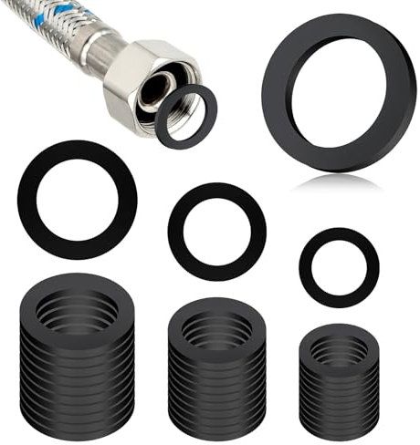 48 Stück Dichtungsringe Set, 12/15/20mm Gummischlauchringe Dichtungsringe für Wasserhahn O-Ring Dichtringe Gummi Schlauch Unterlegscheiben für Brausekopf Wasserhähne Brauseschlauch