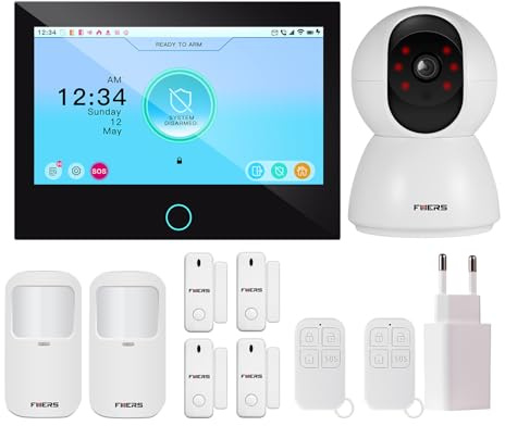 Fuers 4G WiFi Alarmanlage GSM Komplettsystem mit 7 LCD Display, Alarmsystem mit IOT Kamera, Fenster Türsensor, PIR Bewegungsmelder, Fernbedienungen, Sprachsteuerung, Sicherheit für Haus, Büro