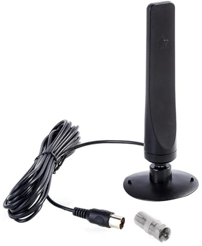 Antena de TV de largo alcance: antena HD digital interior para una calidad de imagen clara y una fuerte recepción de señal | Dispositivo electrónico compacto para canales educativos gratuitos, telenov