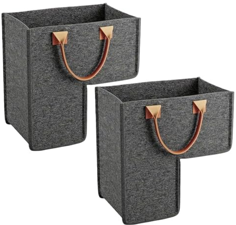 Faltbarer Treppenkorb, L-förmiger Treppen-Organizer-Korb, Treppentasche Und Cache Für Teppich Und Hartholzstufen Für Schmale Räume Schuhe Wäsche (Grau 2PCS)