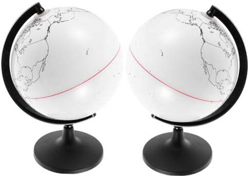 Veemoon Lot de 2 Globes Vierges à Colorier DIY en PVC, Diamètre 14,16 Cm, Modèles Interactifs Effaçables pour Apprentissage Géographique et Activités Manuelles Éducatives