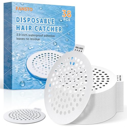 Disposable Shower Drain Hair Catcher, 38 Pack Mesh Drain Covers Strainers, Stop Hair Clog Stickers-Easy Peel Remove, Waterproof Hair Trap Collector Drain Accessories for Bathroom tub, Sink, Bathtub