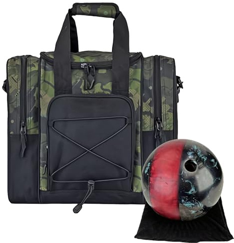 Jingyash Bowlingtaschen,Bowlingtaschen 1 Ball | Einzelne -Tasche | Multifunktionale Handtasche mit gepolsterter Innenseite, Verstellbarer Gürtel, passend für, Schuhe, Handtuch für Männer und F