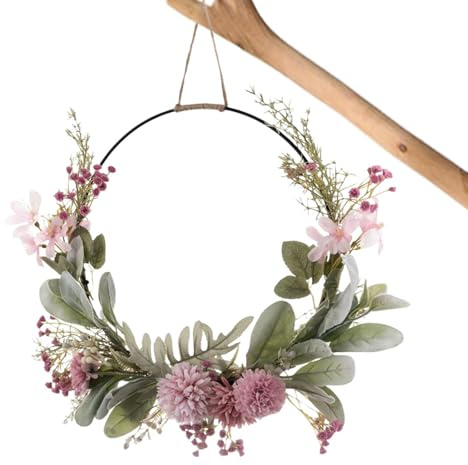 Türkranz Dekoration, Türkranz Frühling, Künstliche Metallring Eukalyptus 41cm, Küns-tliche Blumenkranz Hochzeit Wanddeko Modern Deko Blumenkranz Wandkranz Künstliche Hortensie Girlande