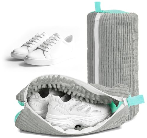 2 Pack Shoe Washing Machine Bags, Mesh Shoe Laundry Bags with Zipper Reusable Shoes Washing Bag for Washer Dryer Cleaner for Sneakers Canvas Tennis Running Shoes