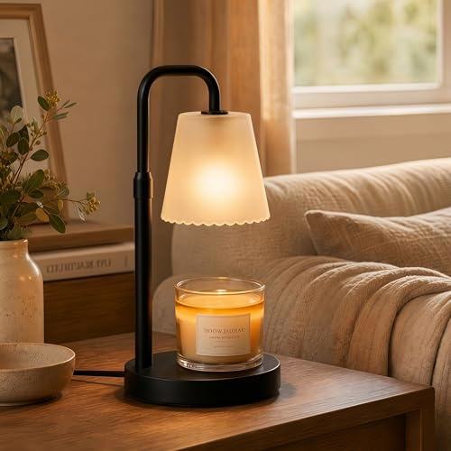 QUIGO Candle Warmer Lamp, Smooth Frosted Lampshade, Black