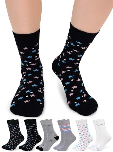 ZFSOCK Chaussettes Femme Sans Élastique: Chaussette Bambou Sans Marques | 35% de Pression Anti-Gonflement et Sans Couture Pointe Lot de 6 Paires pour Femme Bureau - Taille Unique Multicolore