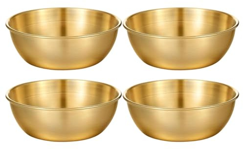 Ciotole per salsa in metallo, 8,4 x 2,8 cm, 4 pezzi, in acciaio dorato, impilabile, per antipasti, condimenti per sushi e condimenti, stoviglie da cucina, camper, barbecue