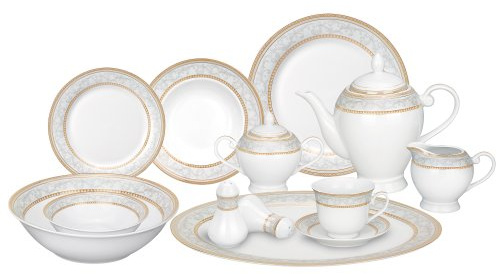 Lorren Home Trends 57-Piece Porcelain Dinnerware Set, Giada, Service for 8