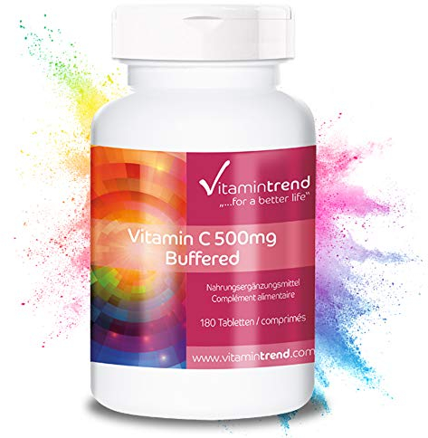 Gepuffertes Vitamin C 500mg - 180 Tabletten - ! FÜR 6 MONATE ! - vegan - magenfreundlich | Vitamintrend®