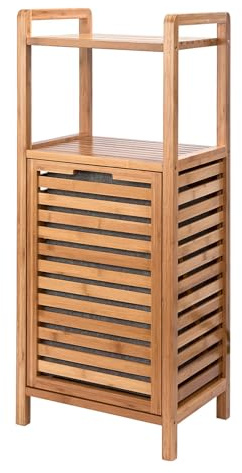 BUTLERS Wäschesammler 40x31x95 cm Bambus - BIG BAMBOO - | Farbe Braun - Wäschetonne für Badezimmer - Wäschebox für Schlafräume - Regal mit herausnehmbarem Korb