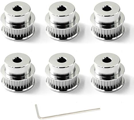 pulley 36 teeth zahnriemenscheibe 5mm bohrung umlenkrollen für seile 6mm 3D Drucker Zahnriemen Rolle Packung mit 6 (Schraubenschlüssel enthalten)