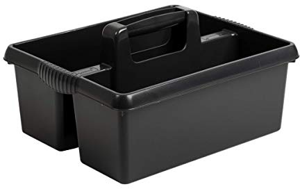 Heavy Duty Plastic Handy Kitchen Tool Cleaning Tool Box Utility Caddy Storage Tidy Organiser Tote Tray Large Strong Cleaners Carry Caddy (Midnight)