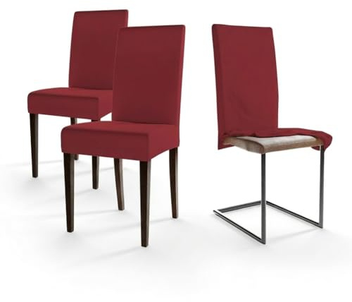 Staboos Stuhlhussen 2er Set Schwingstühle, Stretch Stuhlbezug Dunkelrot | Chair Cover & Stuhlüberzieher, 96% Baumwolle, Öko-Tex 100, waschbar – für Esszimmer, Küche, Feste, Hochzeit & Gastronomie