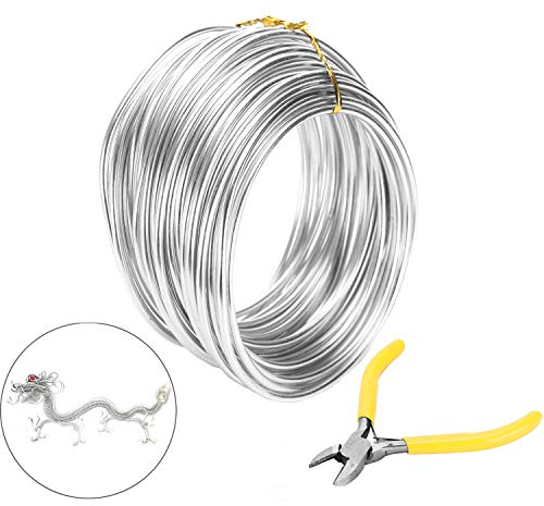 DesignerBox Aluminium Wire With 1PCS Wire Cutter, 10M/ 33.3ft Craft Flexible Bonsai Training Wire for sculpture, Jewellery Making, Earring DIY Clay Modelling Bonsai