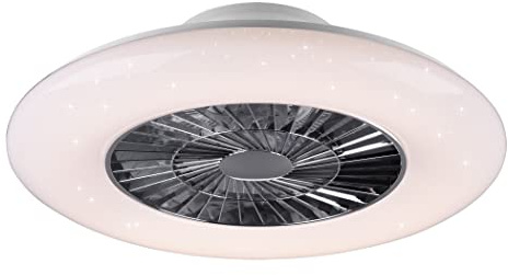 Reality Leuchten LED Deckenleuchten-Ventilator Visby R62402106, Kunststoff Chrom/Weiß matt, inkl. 40 Watt LED, Ventilator 40 Watt