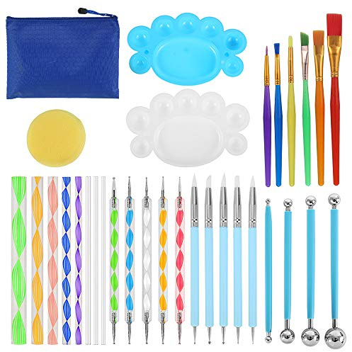 27Pcs Mandala Dotting Tools for Painting Rocks Mandala Painting Stencil Kits Professional Dot Art Painting on Rocks, Stones, Paper, Canvas, Nails Art Supplies