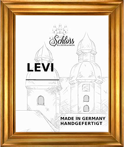 Bilderrahmen Barock Massivholz Donau 30 x 30 cm Farbe Gold Vintage mit entspiegeltem Kunstglas 1mm