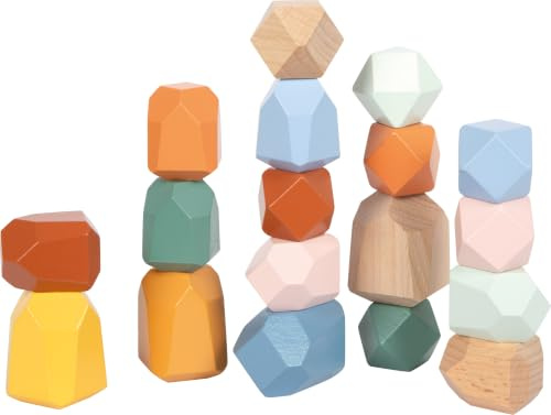 Small Foot Blocs d'équilibre en Bois « Safari », 18 Pierres de Jeu, Jouet Montessori pour Enfants, dès 3 Ans, 12226