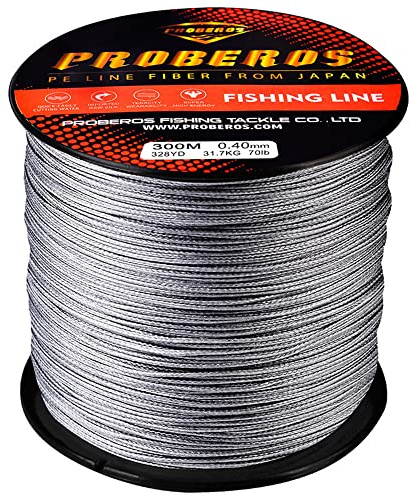 SLOOG Geflochtene Angelschnur 9-Stränge, 300M Ultra Starke Geflochtene Linie - Kleinerer Durchmesser, Nullspeicher, Nullverlängerung, Mehrere Farben,Grau,140LB(0.63mm)