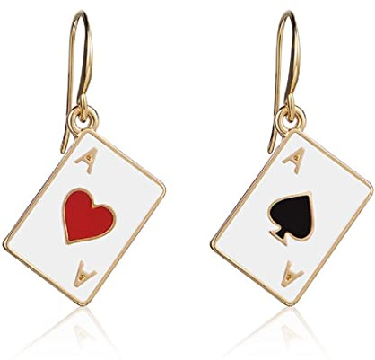 Poker Ohrringe für Frauen - Vergoldete Spielkarten Muster Charms Mit Herzen, Pik, Asse - Mode Ohrhänger Schmuck Geschenk für Mädchen, Hochzeit, Geburtstag, Weihnachten, Muttertag