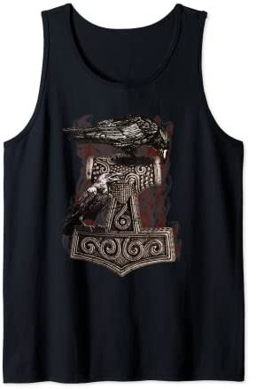 Thor Hammer Odins Raben Wikinger Nordmann Mythologie Tank Top