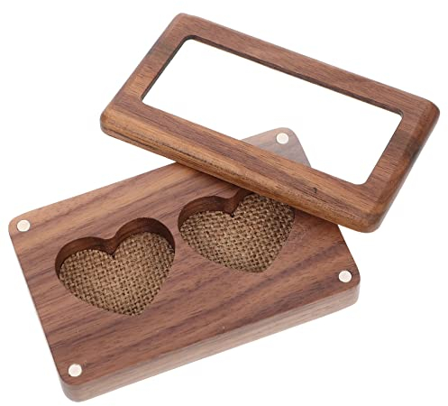 HOMSFOU Hochzeit Holz Ringbox Herz Schmuckbox Vintage Ringkissen Ringschachtel Ringetuis Rustikale Ohrring Ring Box Ehering Schachtel Verlobung Schmuck Ring Geschenkbox Aufbewahrungsbox