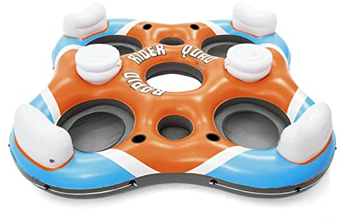 MVDECOR Flotteur Gonflable de Piscine d'île Flottante - Flotteur géant avec 4 Porte-gobelets et 2 seaux de Rangement pour Adultes, Radeau Jouet de Piscine pour lac, rivière, Fête d'été à la Piscine