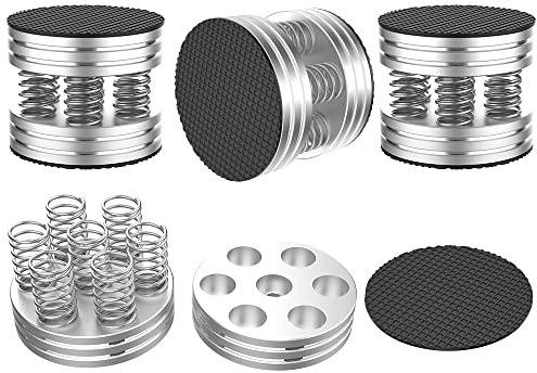 Tertullus 4 stycken High End högtalare fötter vibrationsdämpare aluminium fötter ljudinspelare högtalarstativ med halkfri matta resonanspassare (silver)
