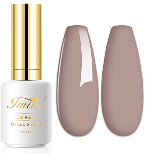 Imtiti Gel Nagellack, 1 Pcs 15 ML Grau Braun Nude Gel Polish Soak Off LED U V Nail Gel Polish Neutral DIY Nail Art Starter Maniküre Salon Gels Nagel Kit für Frauen Mädchen