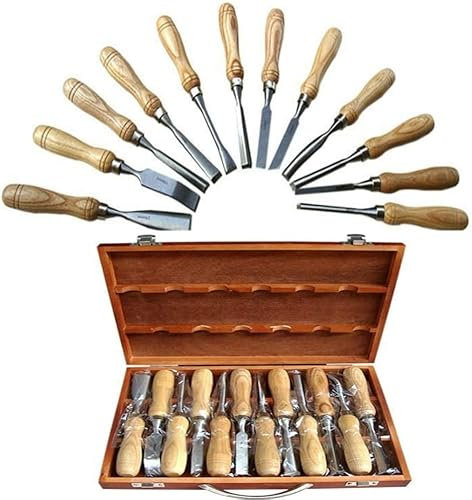 OITTo Set di scalpelli per Intaglio del Legno Professionale 12 Pezzi di Utensili affilati con Custodia per Il Trasporto Ideale per Utensili manuali per Principianti