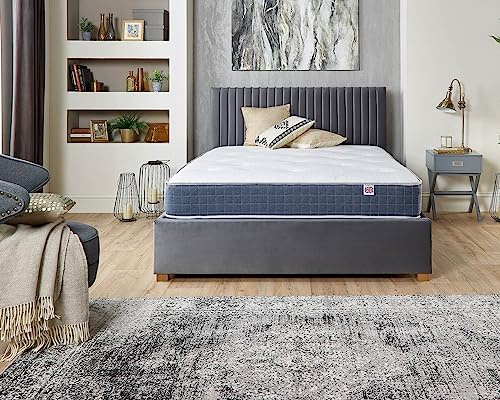 Aspire Beds Doppelseitige Taschenfederkernmatratze, 23 cm, mit Temperaturkontrolle, 1000 Taschenfederkernmatratze, Einzelbett (90 x 180 cm), Blauer Rand
