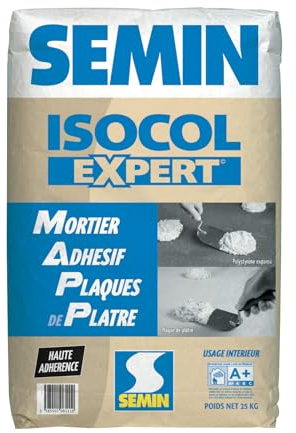 Semin Mortier Adhésif Isocol Expert - Plaques de Plâtre - Poudre - Sac de 25 kg