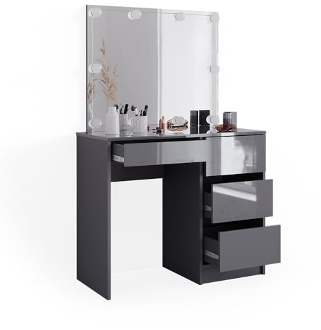 Vicco Schminktisch Anthrazit Sherry 90x75x40 cm - Frisiertisch, 4 Schubladen für unterschiedliche Aufbewahrungsbedürfnisse