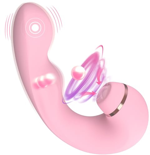 Vibration für Frauen G-punkt und Klitoris Stimulator, 3 IN 1 Silikon Zungenlecken Sex Spielzeug für die Frau Dildo Vibrator mit 10 Vibration 5 Pulsing 5 Tippmodi, Leise Vibratorensets für Frauen Paare