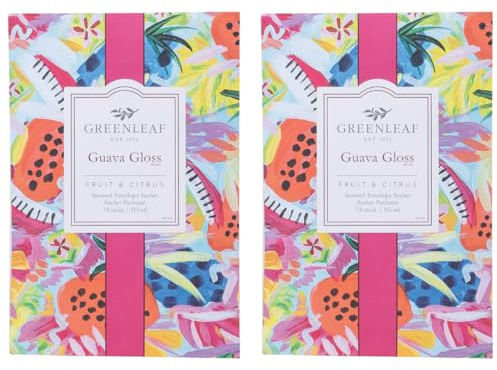 Greenleaf 2x GUAVA GLOSS Large Scented Sachet Bag - Drawer Fragrance Wardrobe Air Room Freshener for Living Room, Bedroom, Bathroom or Car