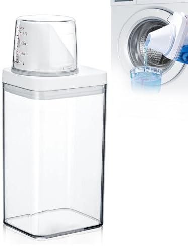 KUIZHEN Waschmittelspender mit Messbecher, Waschmittel Aufbewahrung Aufbewahrung Spender Waschpulverspender Waschpulver Dose Mehrzweck Waschpulver Spender Waschmittelbox 1500ml