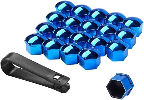 CPPAN 20 Stücke Radschraubenkappen für Golf 7 7.5 GTE GTD GTI 2012-2020, Radmutternabdeckung Radbolzen Kappen Universal für Die Meisten Radschrauben,C/Blue-17mm