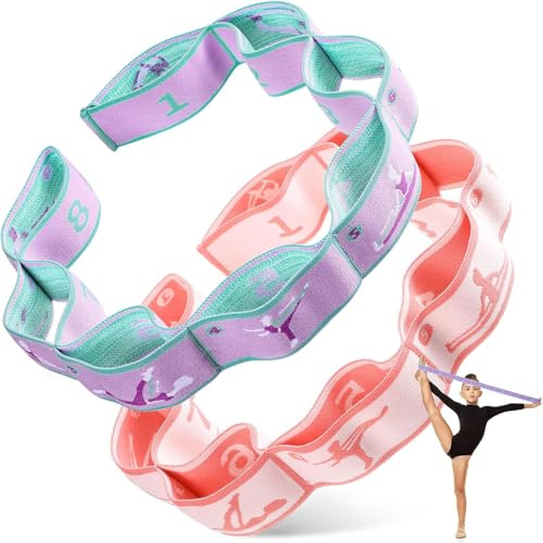 MisFun 2 Pezzi Cintura Yoga, Cintura Elastica per Yoga, Cinghia Yoga, Elastico Fasce di Resistenza, Cintura Fitness per Yoga, Yoga Stretch Cintura, per Pilates, Esercizi di Stretching