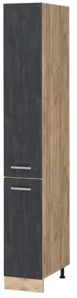 Vicco Livinity Armadio da farmacia R-line, Calcestruzzo nero/Quercia dorata, 30 cm